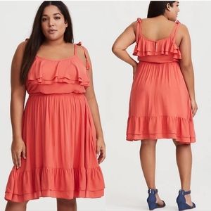 Torrid Coral Ruffle Challis Dress